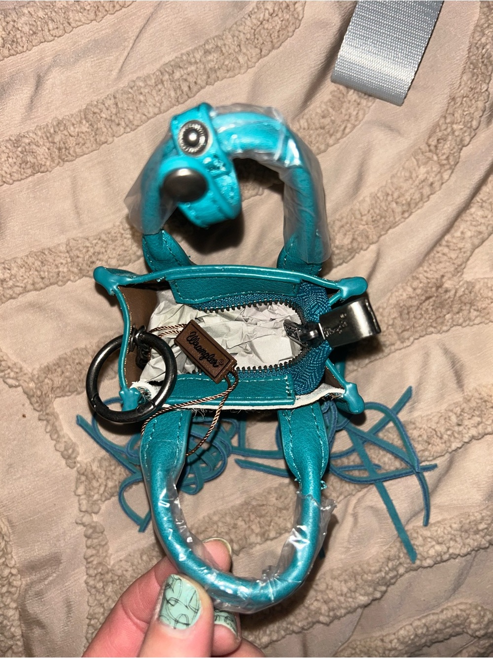 Wrangler Teal Mini Bag Charm Keychain
